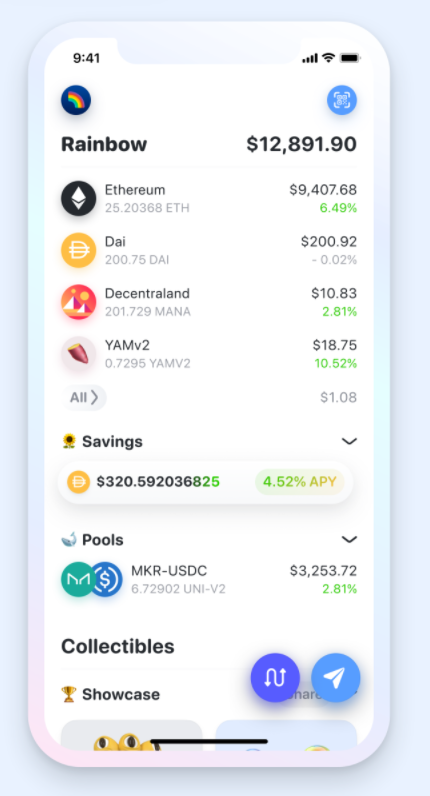 screenshot of Rainbow Wallet